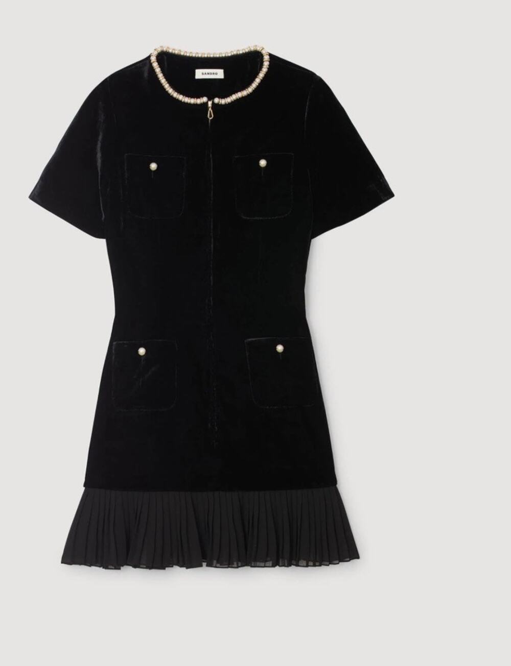 NEW NWT Sandro Black Velvet Isadora Short Dress 38 US 6 CUTE!!
